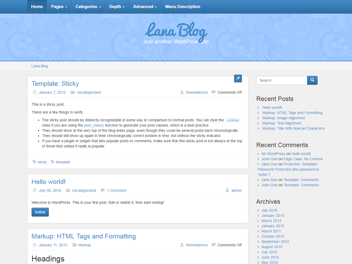 Lana Blog主题汉化包