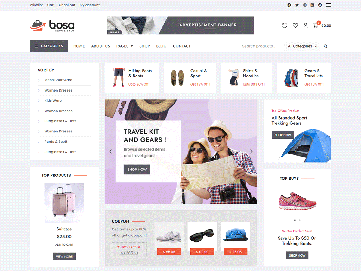 Bosa Travel Shop主题汉化包