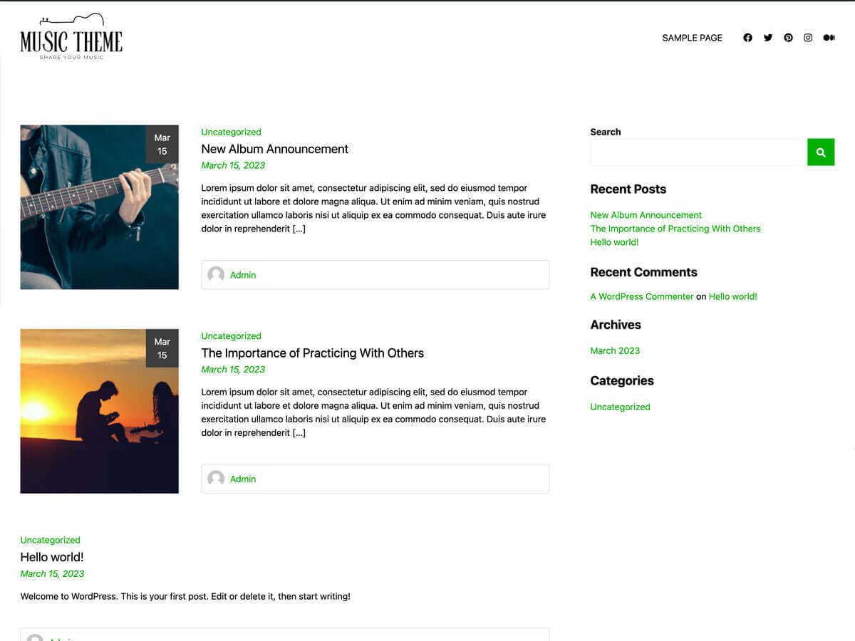 Music Blog主题汉化包